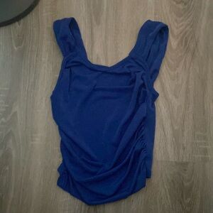 Ruched blue tank top